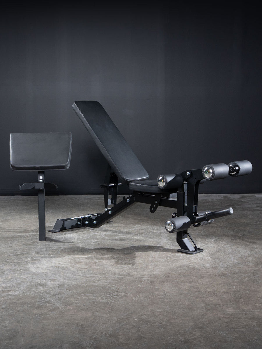 Force USA MyBench FID bench with leg developer and preacher curl