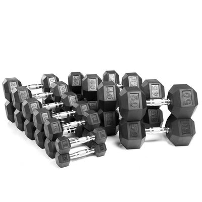 5-50lb Rubber Hex Dumbbell Set